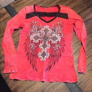 Ladies biker style long sleeve tee